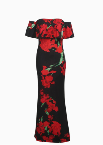 Blumendruck bodenlanges kleid - blumendruck,